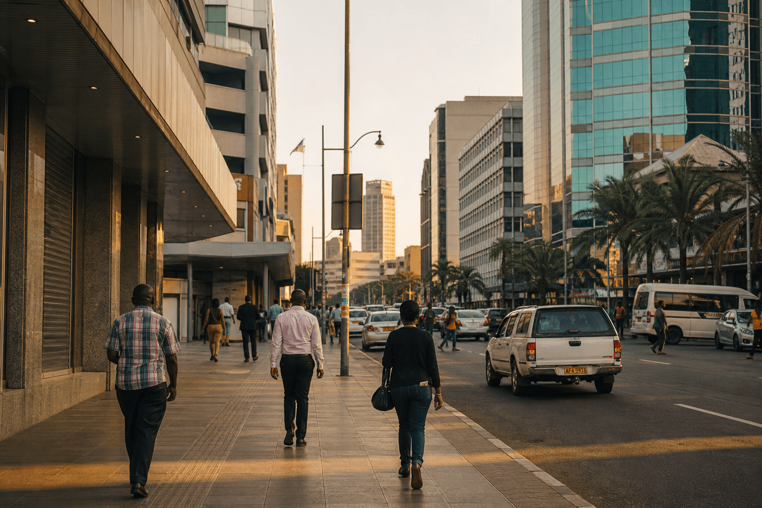 A late-afternoon street in Harare